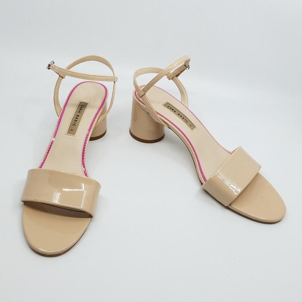 Zara Basic Nude Chunky Heel Sandal - 11
